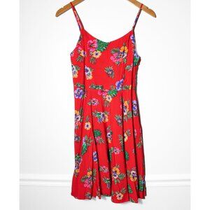 Old Navy Babydoll Fit and Flare Dress Tropical Floral Vacation Resort Orange S